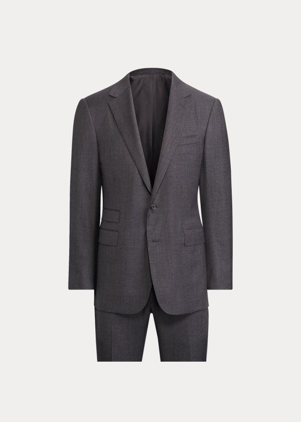 Trajes Ralph Lauren Hombre Grises Oscuro - Gregory Wool Sharkskin - GQDYW5431